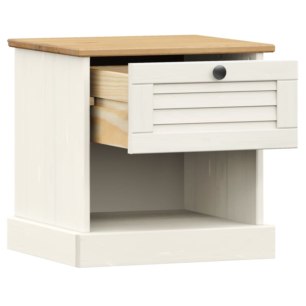 vidaXL Bedside Cabinet "VIGO" White 42x35x42 cm Solid Wood Pine 3
