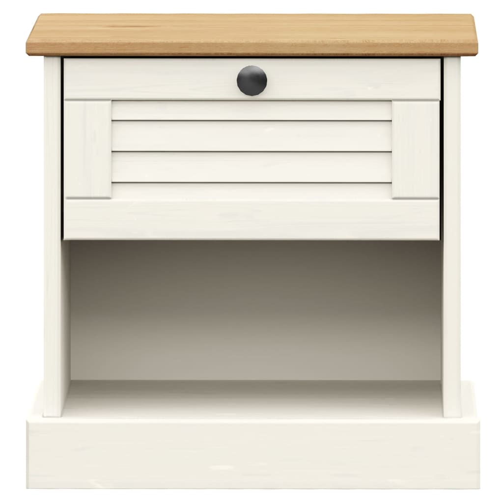 vidaXL Bedside Cabinet "VIGO" White 42x35x42 cm Solid Wood Pine 4