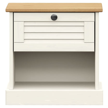 vidaXL Bedside Cabinet "VIGO" White 42x35x42 cm Solid Wood Pine 4