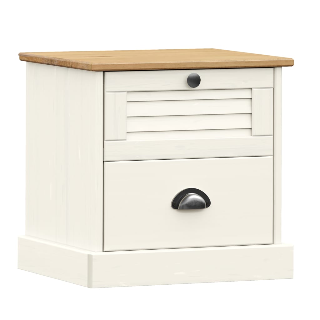 vidaXL Bedside Cabinet "VIGO" White 42x35x42 cm Solid Wood Pine 2