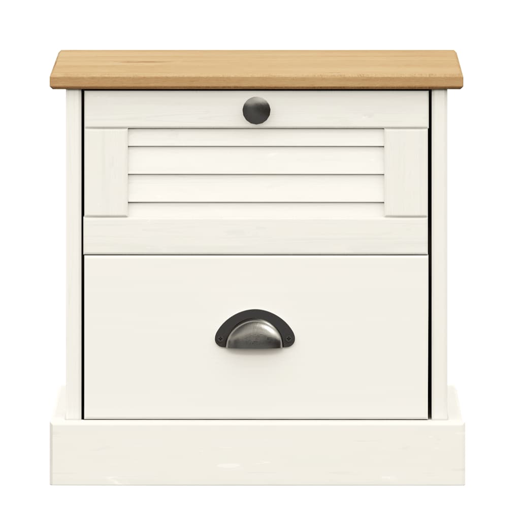 vidaXL Bedside Cabinet "VIGO" White 42x35x42 cm Solid Wood Pine 4