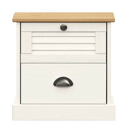 vidaXL Bedside Cabinet "VIGO" White 42x35x42 cm Solid Wood Pine 4