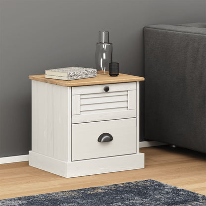 vidaXL Bedside Cabinet "VIGO" White 42x35x42 cm Solid Wood Pine 1