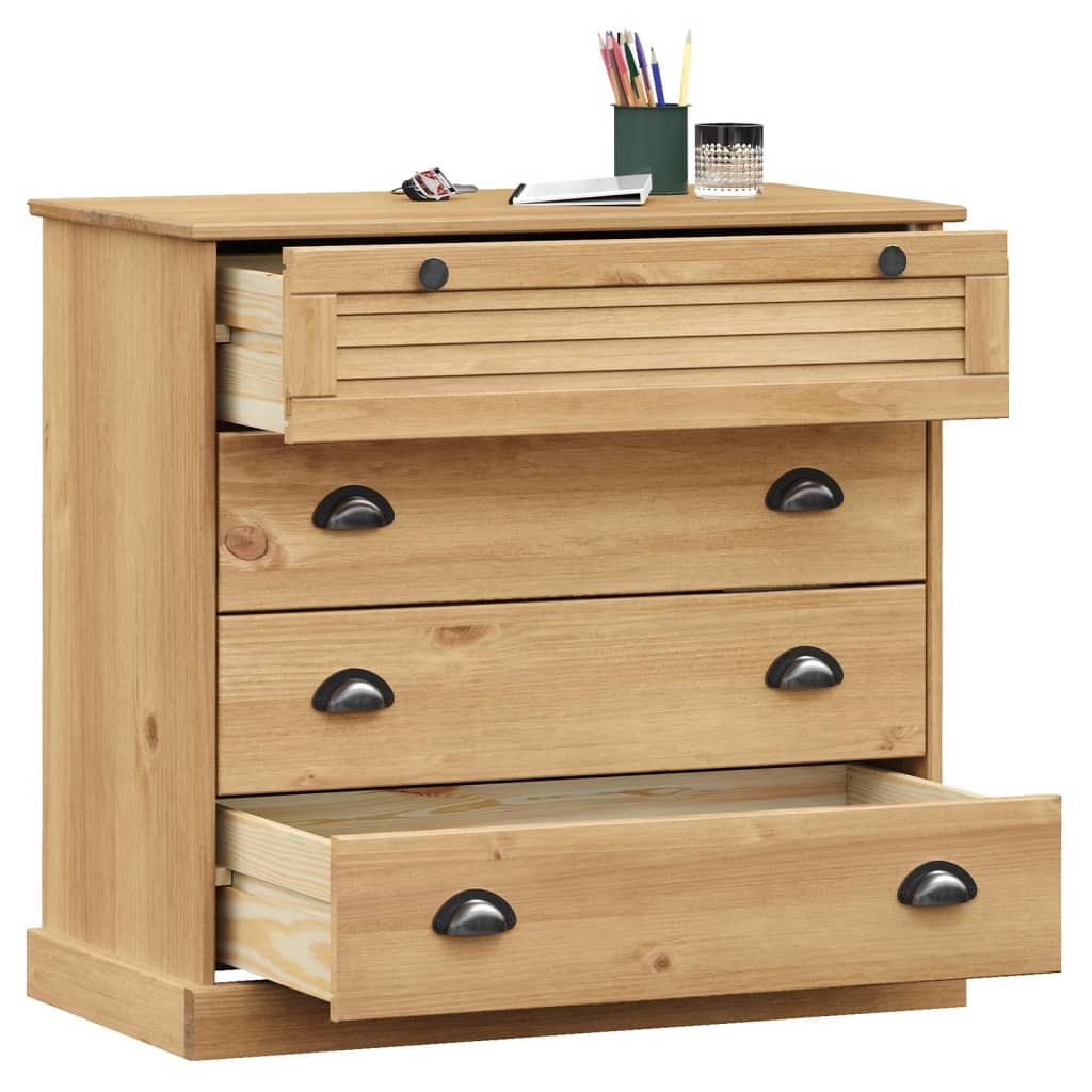 vidaXL Chest of Drawers VIGO 80x40x76 cm Solid Wood Pine 3