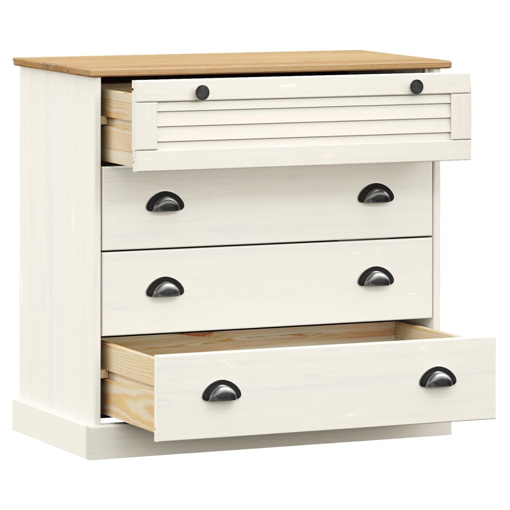 vidaXL Chest of Drawers VIGO White 80x40x76 cm Solid Wood Pine 5