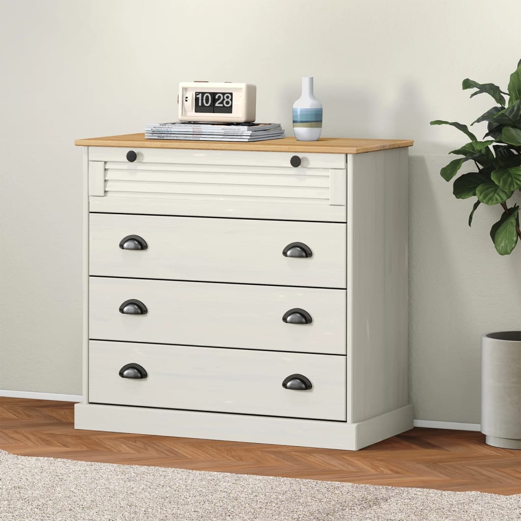 vidaXL Chest of Drawers VIGO White 80x40x76 cm Solid Wood Pine 1