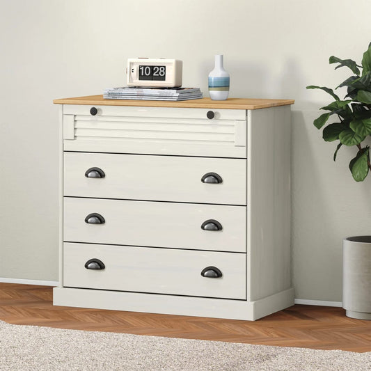 vidaXL Chest of Drawers VIGO White 80x40x76 cm Solid Wood Pine 1