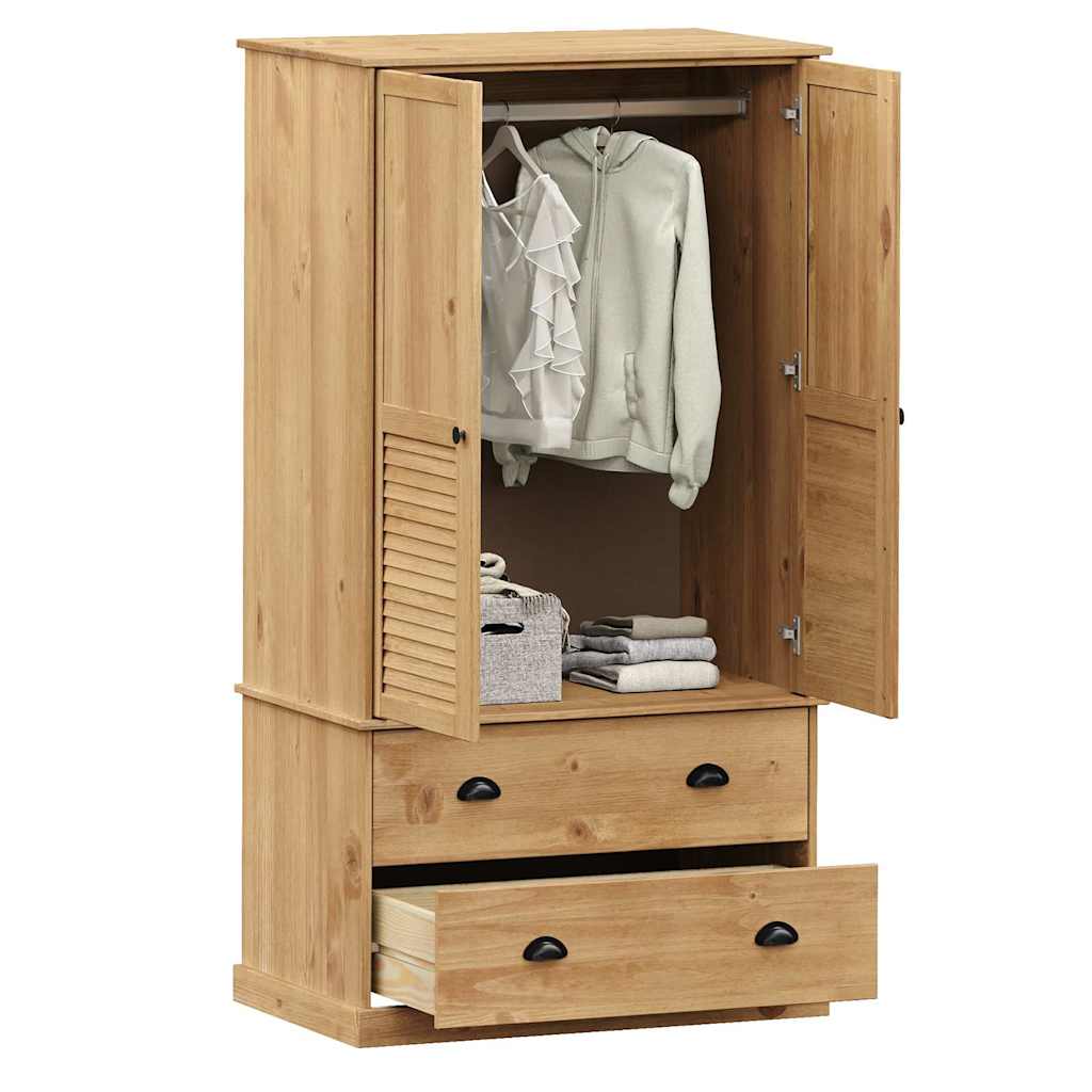 vidaXL Wardrobe VIGO 90x55x170 cm Solid Wood Pine 3