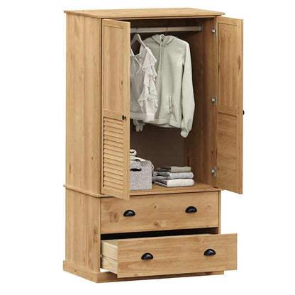 vidaXL Wardrobe VIGO 90x55x170 cm Solid Wood Pine 3