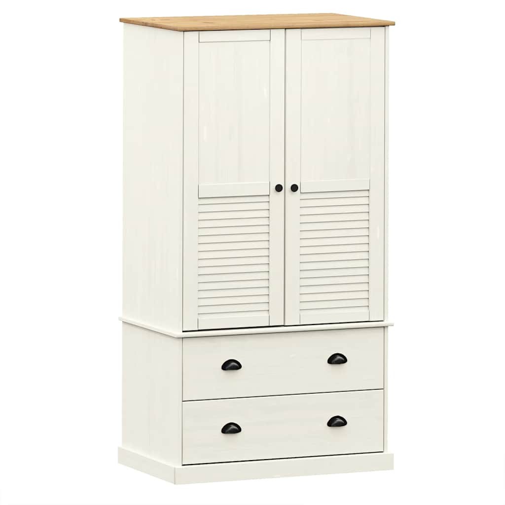 vidaXL Wardrobe VIGO White 90x55x170 cm Solid Wood Pine 2