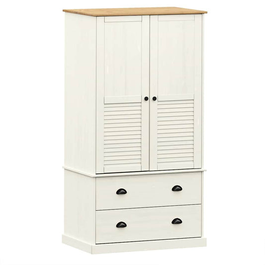 vidaXL Wardrobe VIGO White 90x55x170 cm Solid Wood Pine 2