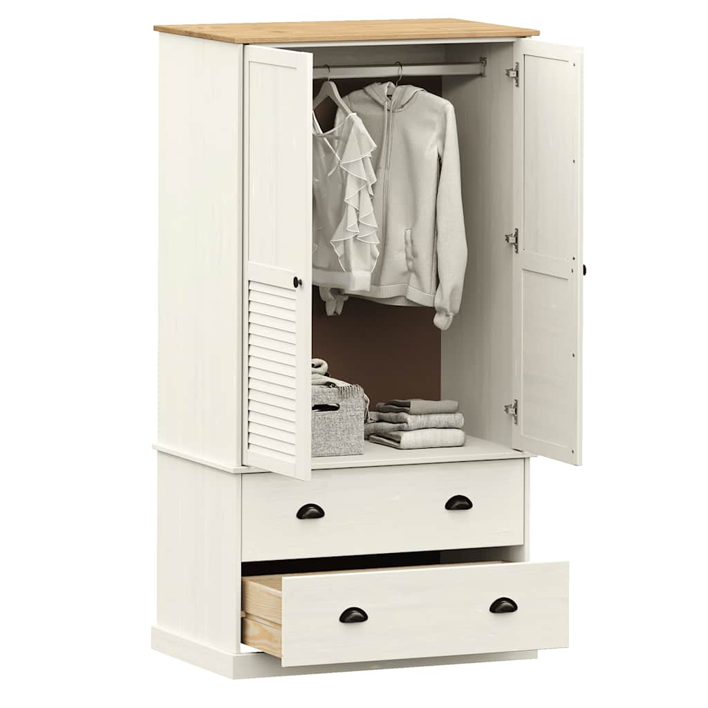 vidaXL Wardrobe VIGO White 90x55x170 cm Solid Wood Pine 3