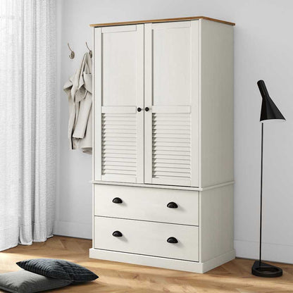 vidaXL Wardrobe VIGO White 90x55x170 cm Solid Wood Pine 1