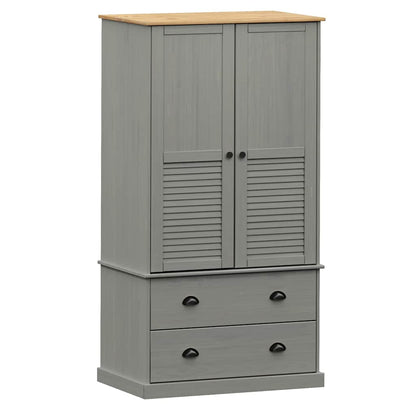 vidaXL Wardrobe VIGO Grey 90x55x170 cm Solid Wood Pine 2
