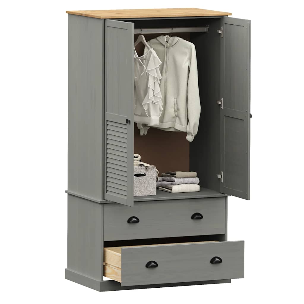 vidaXL Wardrobe VIGO Grey 90x55x170 cm Solid Wood Pine 3
