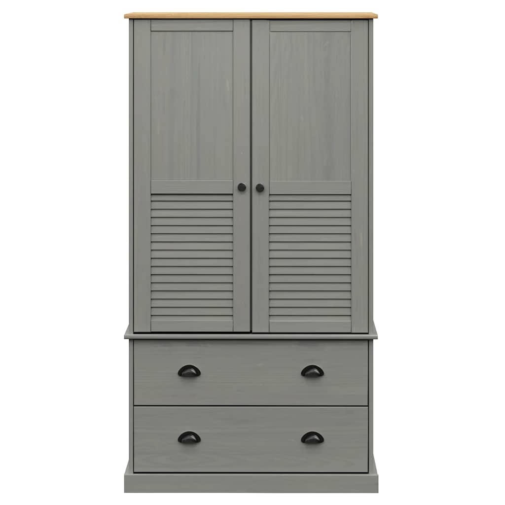 vidaXL Wardrobe VIGO Grey 90x55x170 cm Solid Wood Pine 4