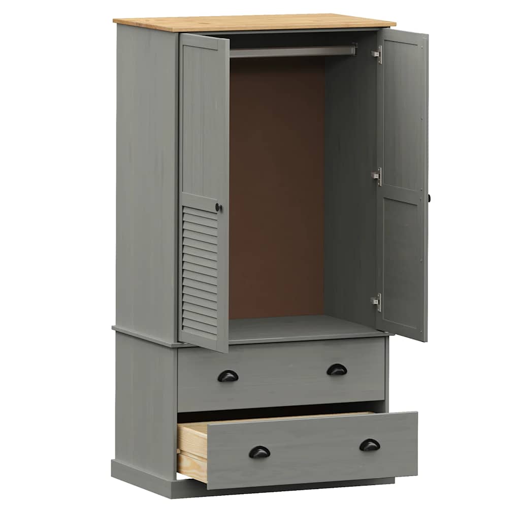 vidaXL Wardrobe VIGO Grey 90x55x170 cm Solid Wood Pine 5