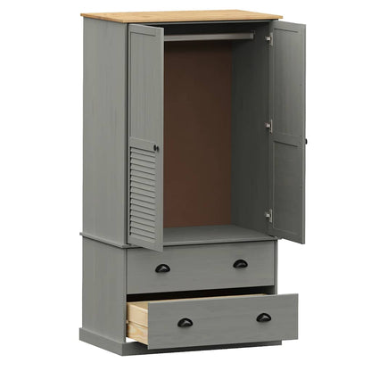 vidaXL Wardrobe VIGO Grey 90x55x170 cm Solid Wood Pine 5