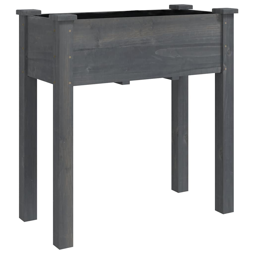 vidaXL Wheeled Planter with Liner Grey 71x37x80 cm Solid Wood Fir 3