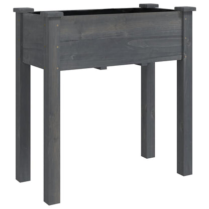 vidaXL Wheeled Planter with Liner Grey 71x37x80 cm Solid Wood Fir 3