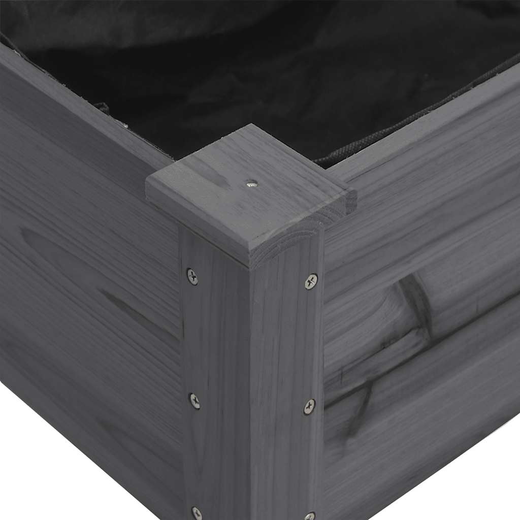 vidaXL Wheeled Planter with Liner Grey 71x37x80 cm Solid Wood Fir 4