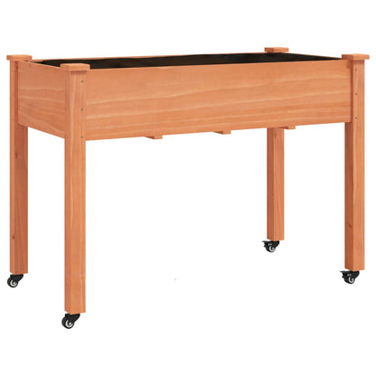 vidaXL Wheeled Planter with Liner Brown 118x59x80 cm Solid Wood Fir 2