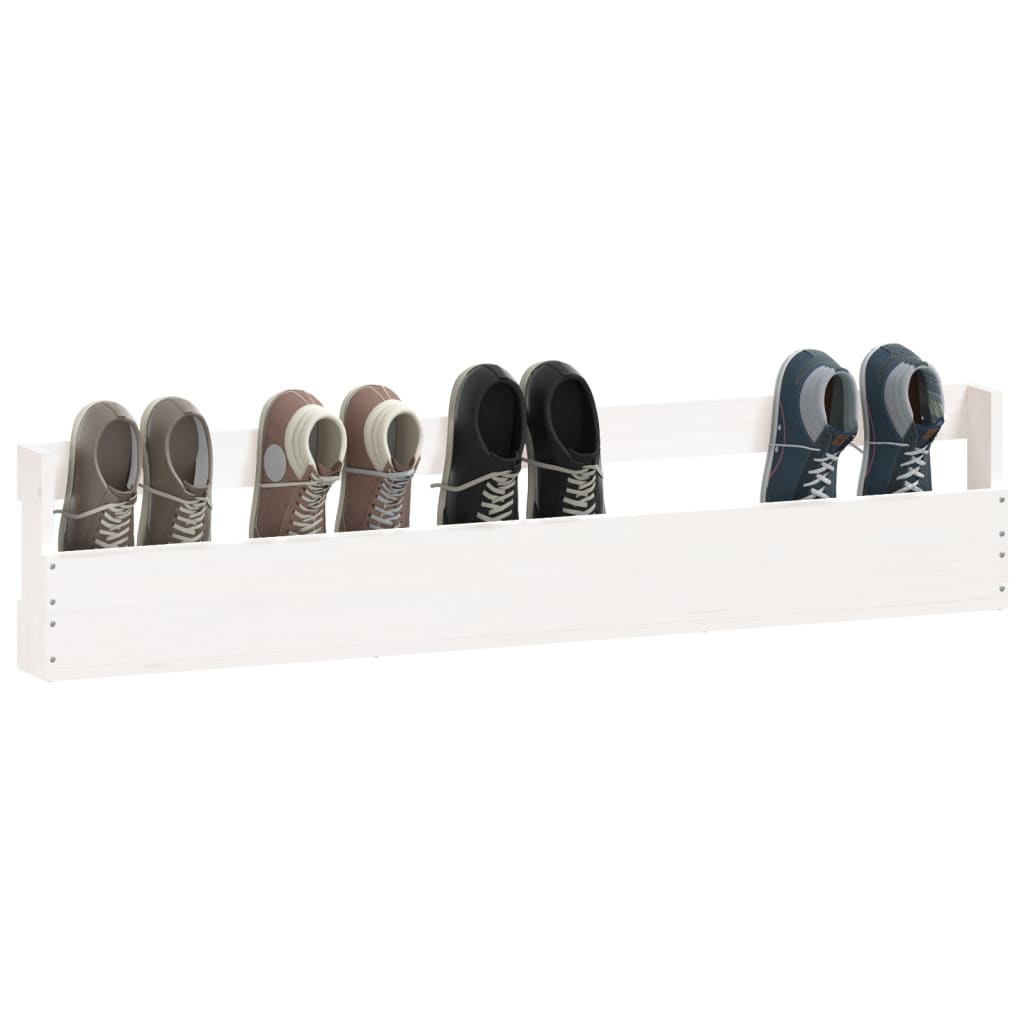 vidaXL Wall-mounted Shoe Racks 2 pcs White 110x9x23 cm Solid Wood Pine 4