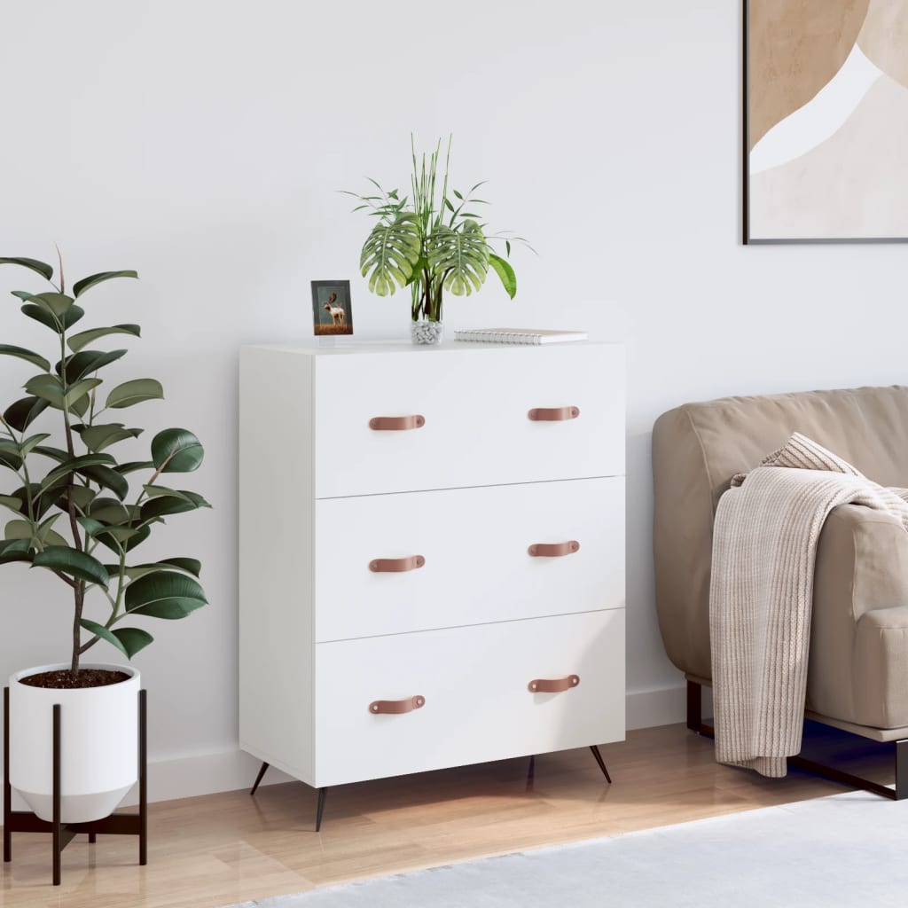 vidaXL Chest of Drawers White 69.5x34x90 cm Engineered Wood 1