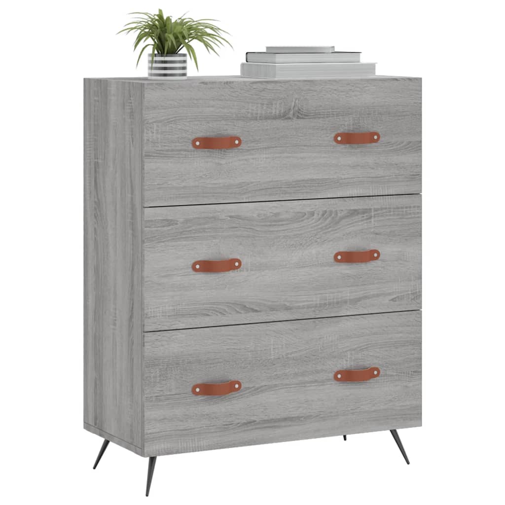 vidaXL Chest of Drawers Grey Sonoma 69.5x34x90 cm Engineered Wood 3
