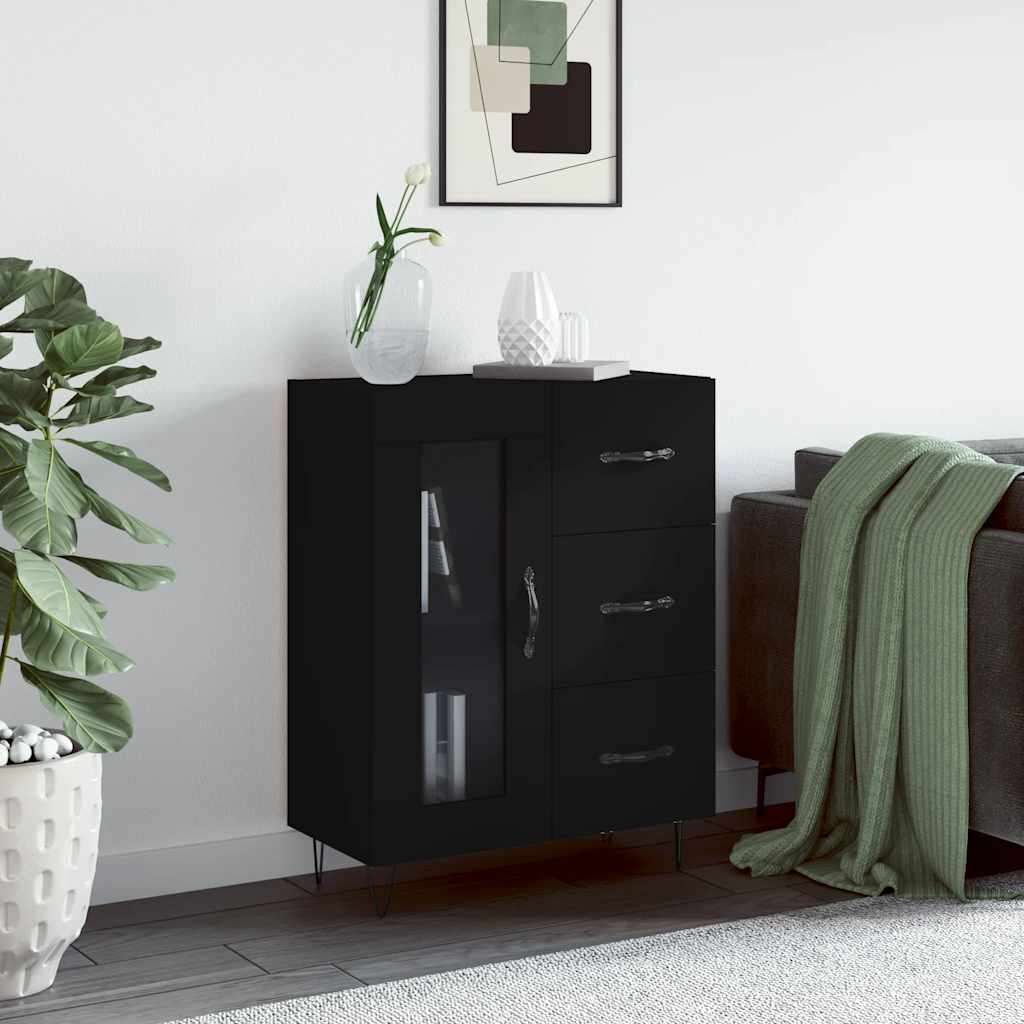 vidaXL Sideboard Black 69.5x34x90 cm Engineered Wood 1