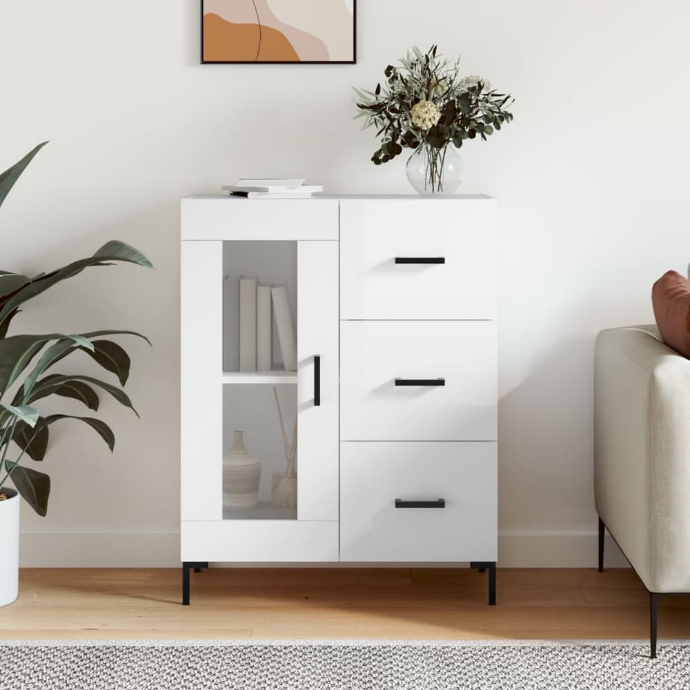 Sideboard 69,5x34x90 cm Engineered Wood High gloss white