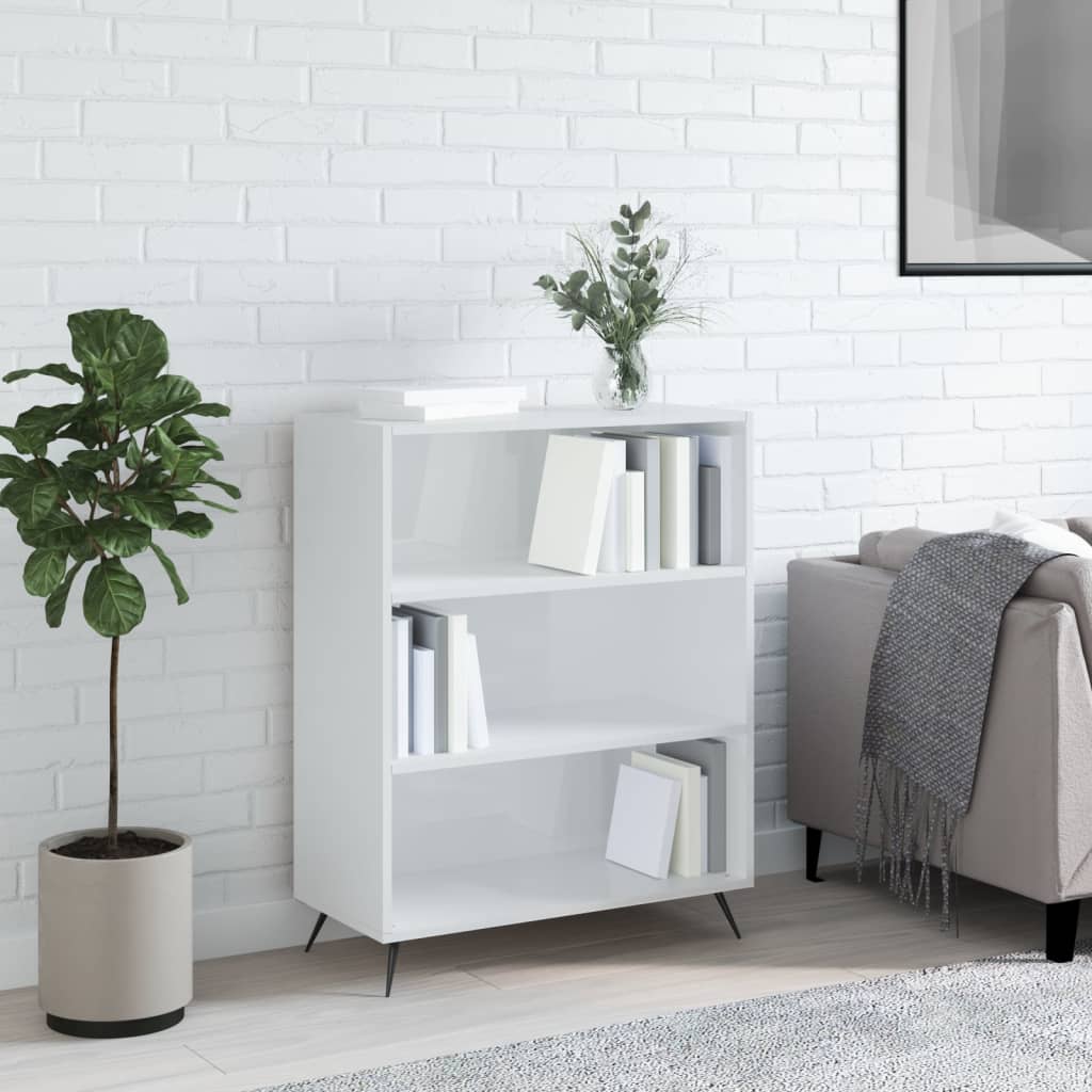 vidaXL Bookcase High Gloss White 69.5x32.5x90 cm Engineered Wood 1