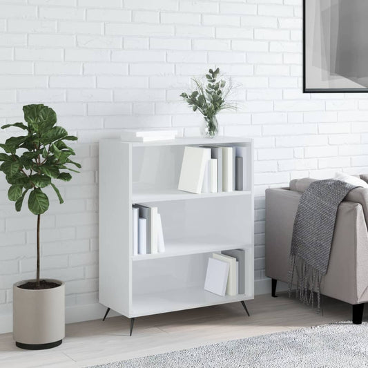 vidaXL Bookcase High Gloss White 69.5x32.5x90 cm Engineered Wood 1