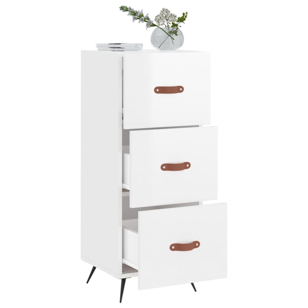 vidaXL Sideboard High Gloss White 34.5x34x90 cm Engineered Wood 4