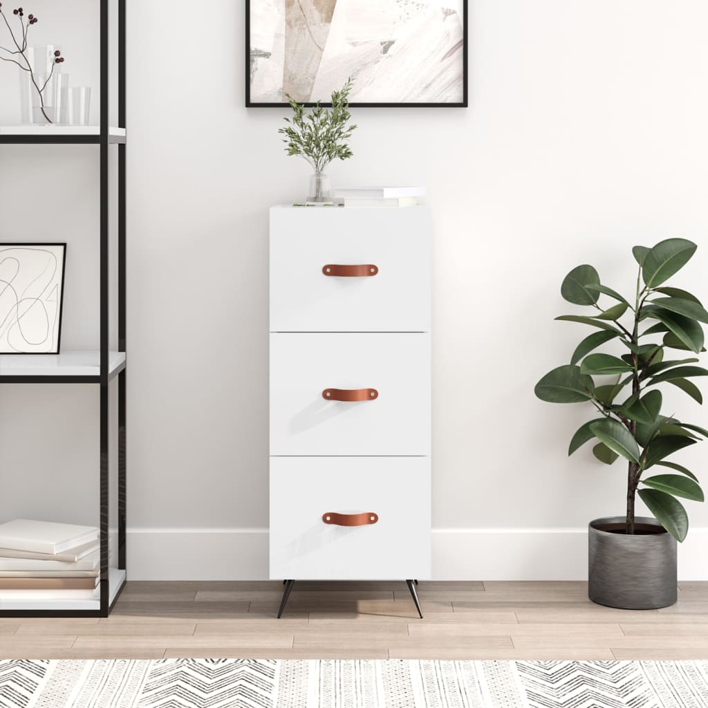 vidaXL Sideboard High Gloss White 34.5x34x90 cm Engineered Wood 1