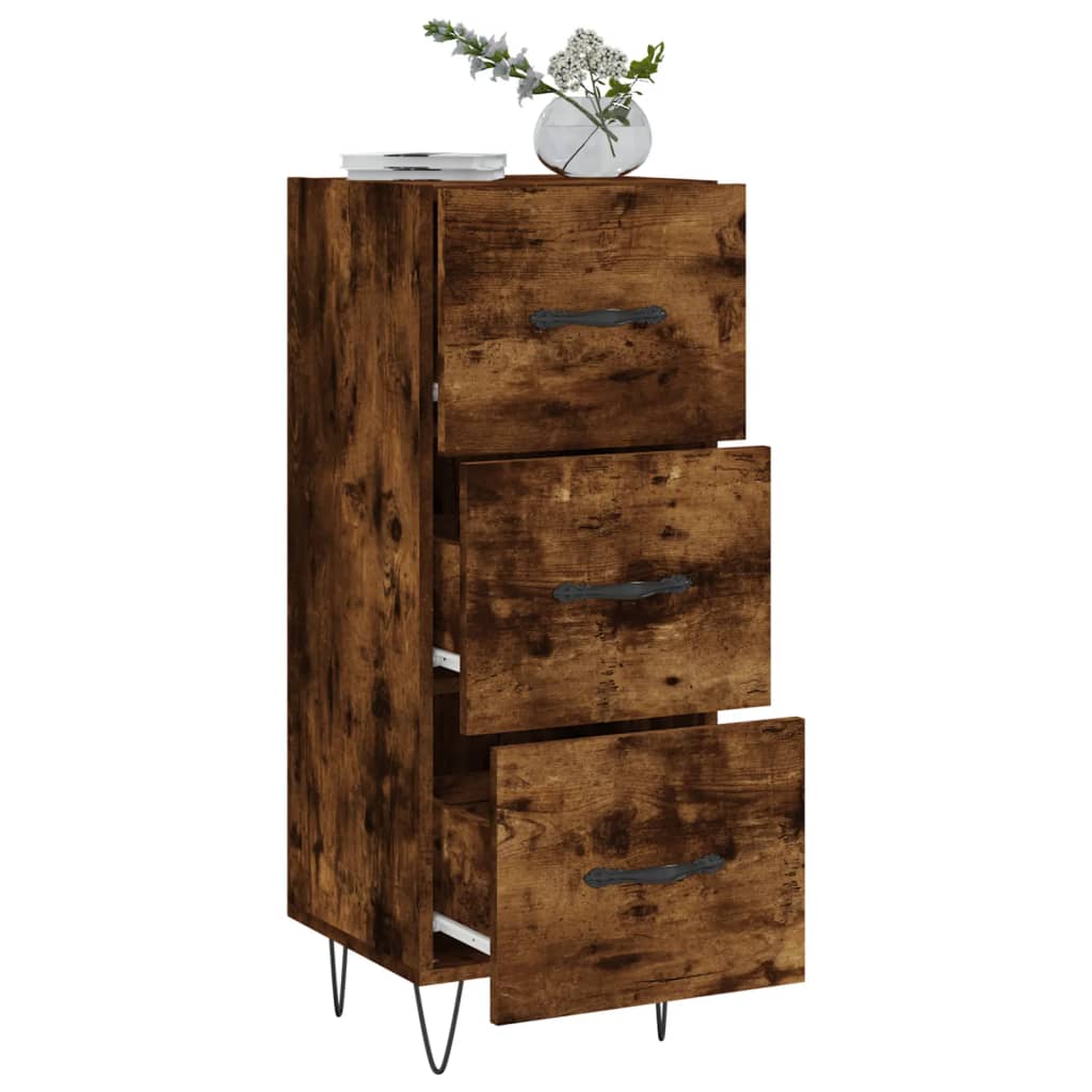 vidaXL Sideboard Smoked Oak 34.5x34x90 cm Engineered Wood 4
