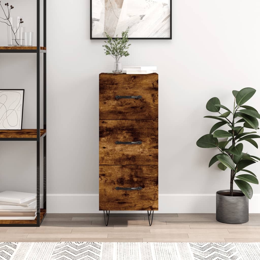 vidaXL Sideboard Smoked Oak 34.5x34x90 cm Engineered Wood 1