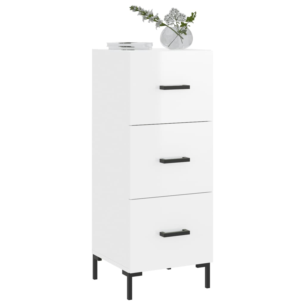 vidaXL Sideboard High Gloss White 34.5x34x90 cm Engineered Wood 3