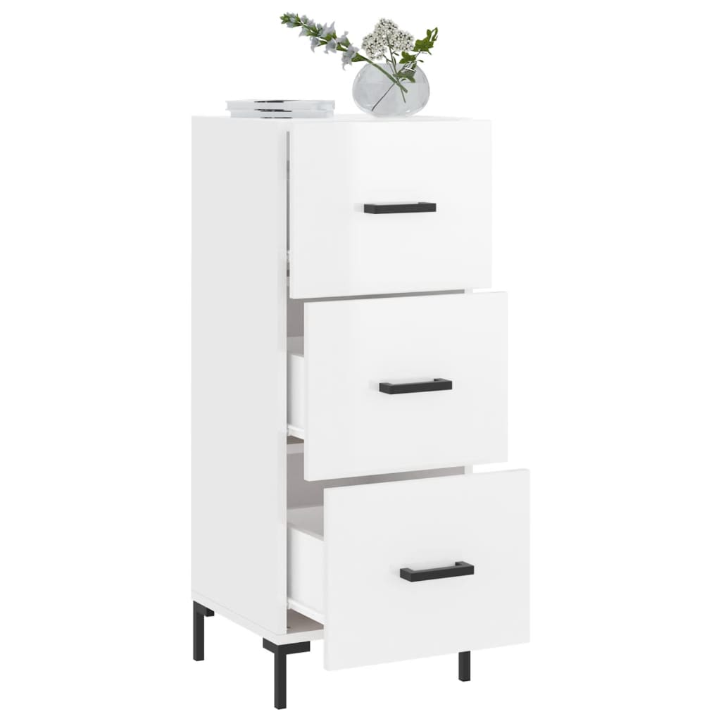 vidaXL Sideboard High Gloss White 34.5x34x90 cm Engineered Wood 4