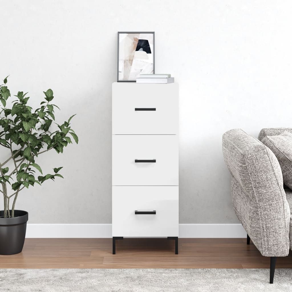 vidaXL Sideboard High Gloss White 34.5x34x90 cm Engineered Wood 1