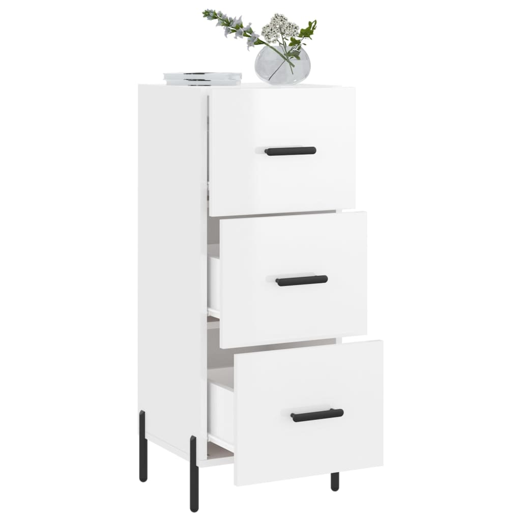 vidaXL Sideboard High Gloss White 34.5x34x90 cm Engineered Wood 4