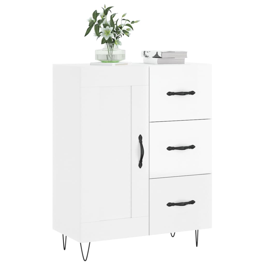 vidaXL Sideboard High Gloss White 69.5x34x90 cm Engineered Wood 3