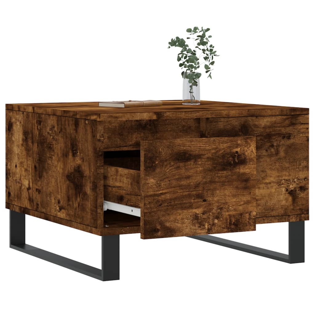 vidaXL Coffee Table Smoked Oak 55x55x36.5 cm Engineered Wood 4