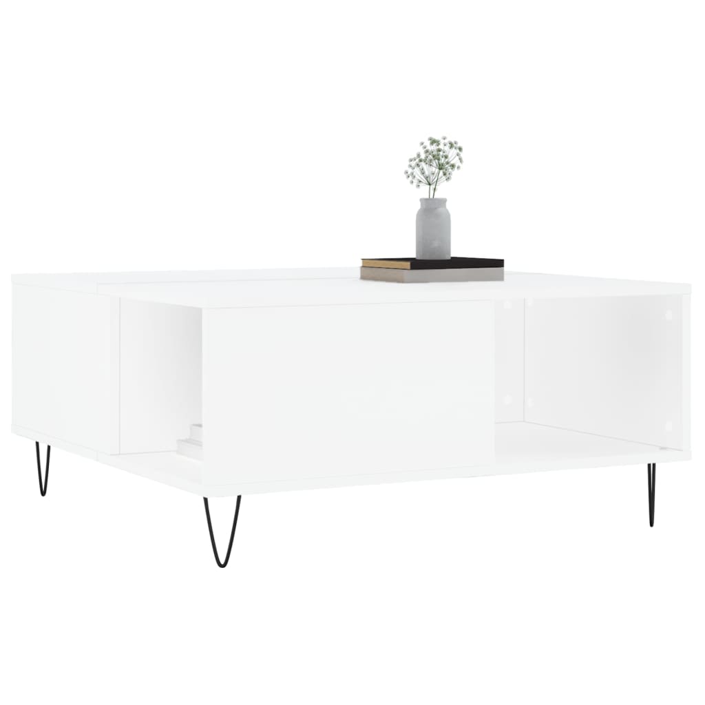 vidaXL Coffee Table White 80x80x36.5 cm Engineered Wood 3