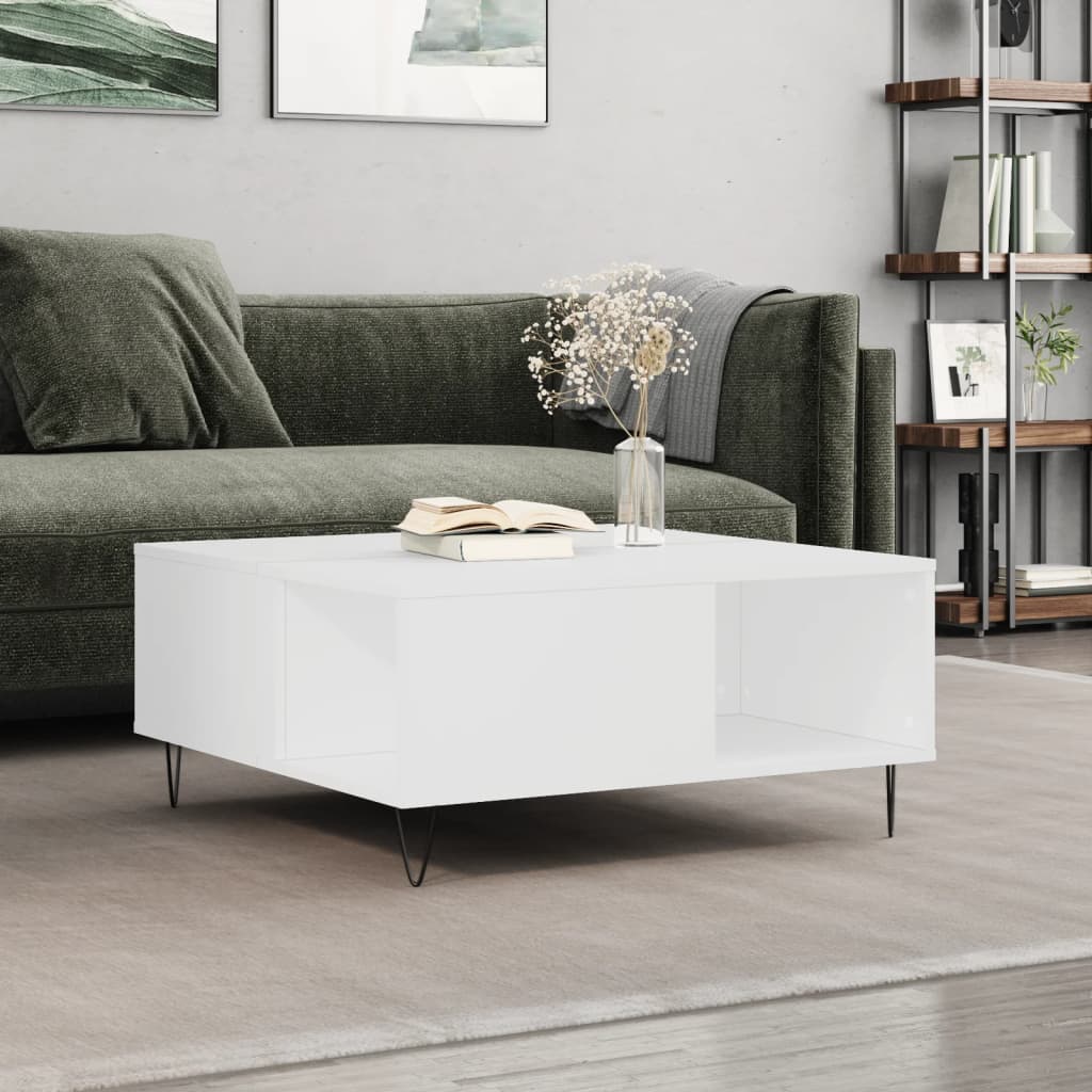 vidaXL Coffee Table White 80x80x36.5 cm Engineered Wood 1