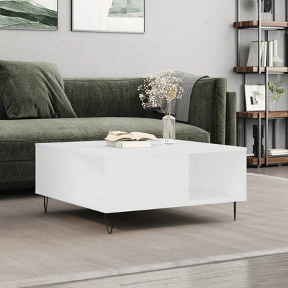 vidaXL Coffee Table White 80x80x36.5 cm Engineered Wood 1