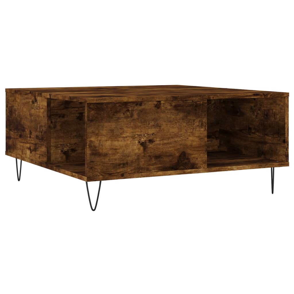 vidaXL Coffee Table Smoked Oak 80x80x36.5 cm Engineered Wood 2