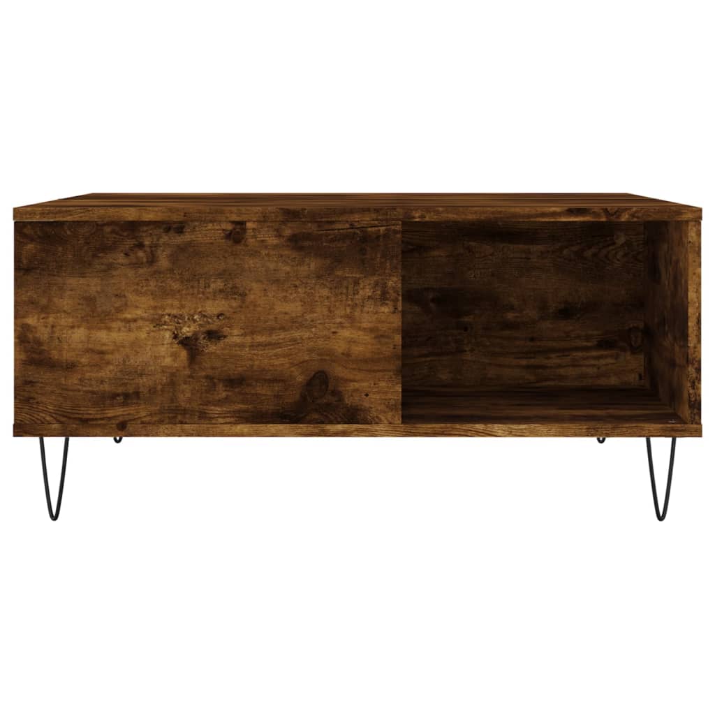 vidaXL Coffee Table Smoked Oak 80x80x36.5 cm Engineered Wood 4