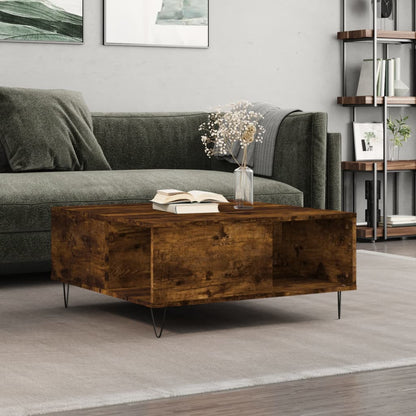 vidaXL Coffee Table Smoked Oak 80x80x36.5 cm Engineered Wood 1