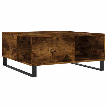 vidaXL Coffee Table Smoked Oak 80x80x36.5 cm Engineered Wood 2